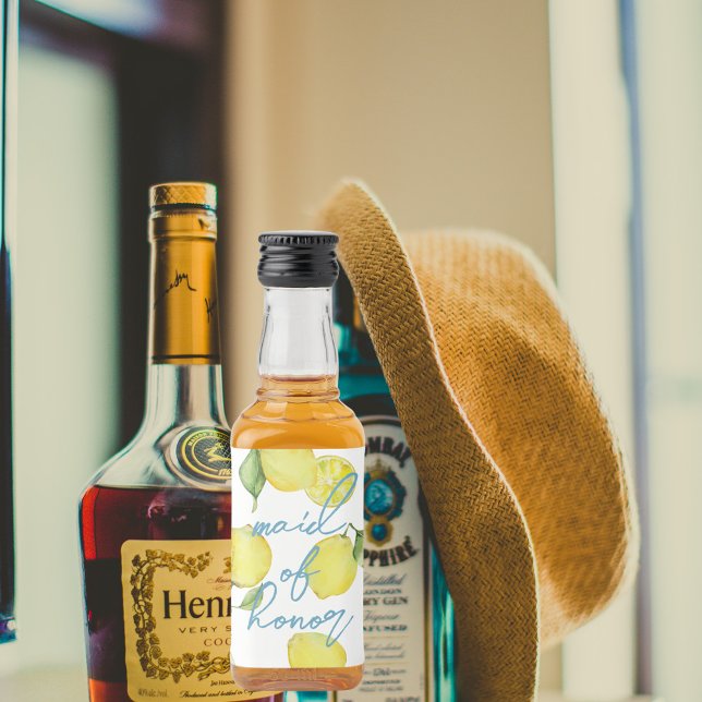 Étiquettes Pour Bouteilles De Liqueur Fête de MOH de mariage moderne | Citrons (Créateur téléchargé)