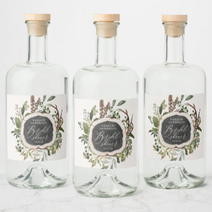 Étiquettes Pour Bouteilles De Liqueur Fête prénuptiale botanique de grange de ferme rust