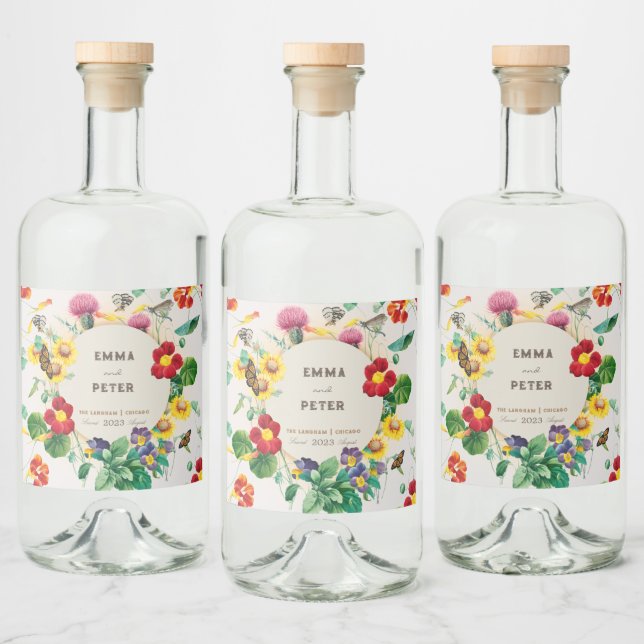 Étiquettes Pour Bouteilles De Liqueur Fleur sauvage (Bouteilles)