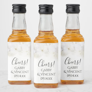 Étiquettes Pour Bouteilles De Liqueur Fleurs d'hydrangée blanche Mariage d'aquarelle