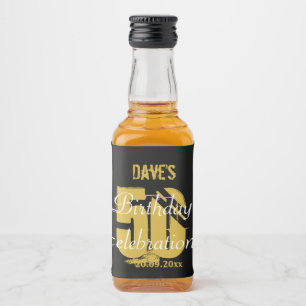 Étiquettes Pour Bouteilles De Liqueur Gold moderne 50e Anniversaire Fête Mini Liquor Fav