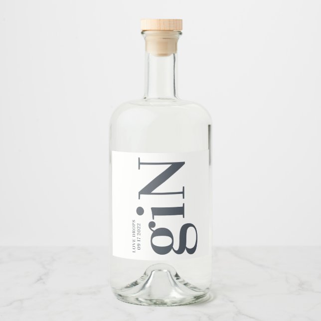 Étiquettes Pour Bouteilles De Liqueur Gros Monogramme Moderne Simple (Devant)