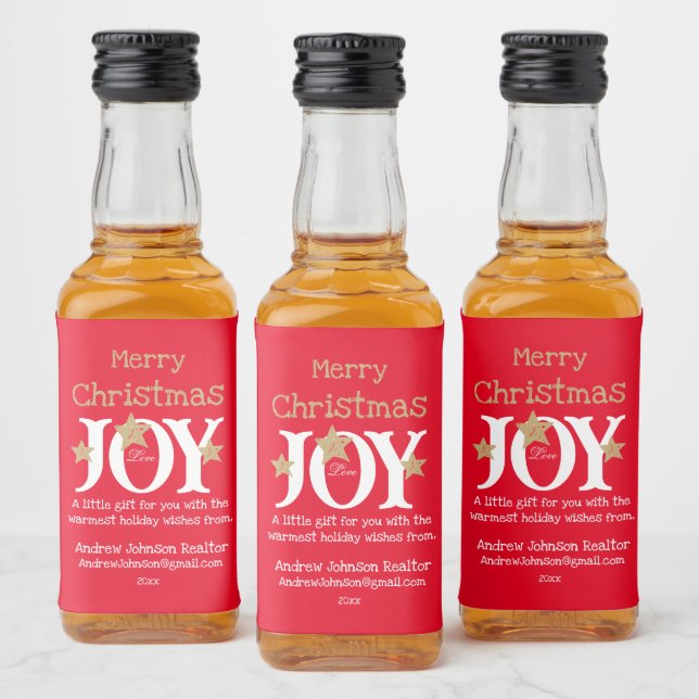 Étiquettes Pour Bouteilles De Liqueur Immobilier Client Noël Cadeau mignon Rouge Mini (Bouteilles)