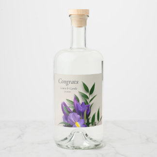 Étiquettes Pour Bouteilles De Liqueur Iris pourpre avec feuilles