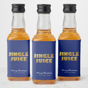Étiquettes Pour Bouteilles De Liqueur Jingle   Fun Christmas Blue & Gold
