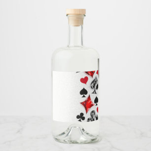 Étiquettes Pour Bouteilles De Liqueur Joueur de poker Joueur de cartes de jouer costumes