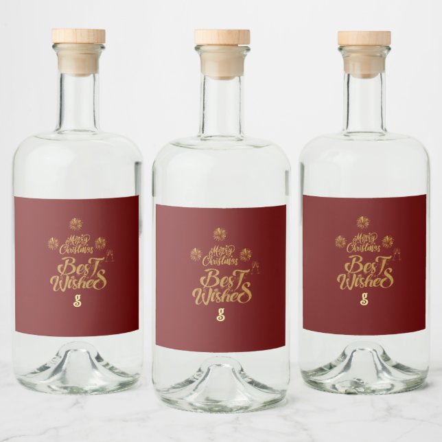 Étiquettes Pour Bouteilles De Liqueur Joyeux Noël Elégant tendance (Bouteilles)