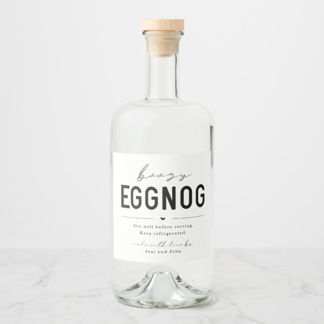 Étiquettes Pour Bouteilles De Liqueur Large Homemade Boozy Eggnog Bottle Label (Devant)