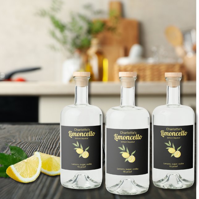 Étiquettes Pour Bouteilles De Liqueur Limoncello fait maison Liqueur de citron (Créateur téléchargé)