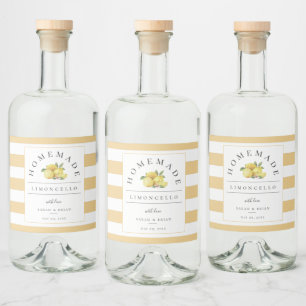 Étiquettes Pour Bouteilles De Liqueur Limoncello moderne Rustique Yellow Stripe