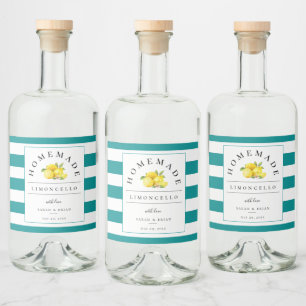 Étiquettes Pour Bouteilles De Liqueur Limoncello moderne Turquoise bande foncée