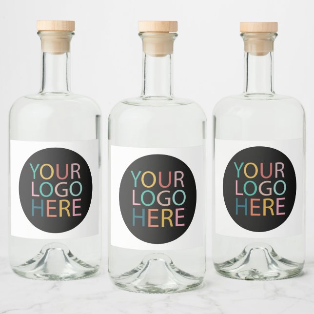 Étiquettes Pour Bouteilles De Liqueur Logo professionnel personnalisé Entreprise Noir (Bouteilles)