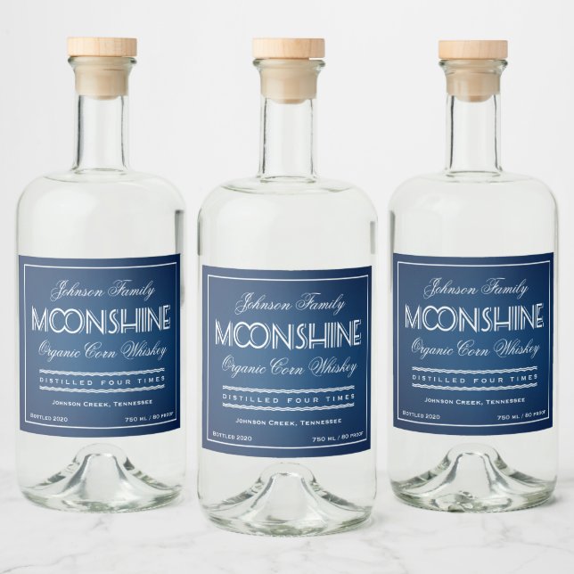 Étiquettes Pour Bouteilles De Liqueur Lune Bleu et Blanc (Bouteilles)