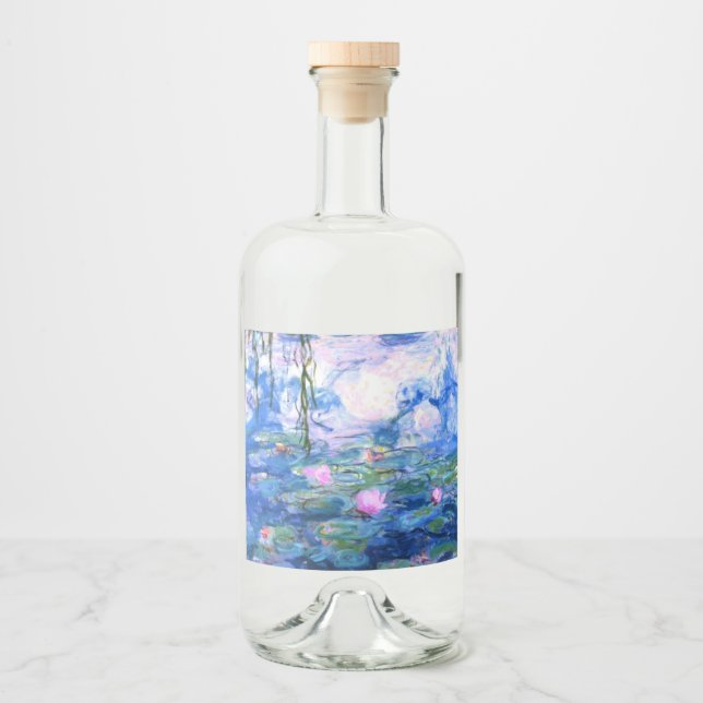 Étiquettes Pour Bouteilles De Liqueur Lys d'eau rose Monet (Devant)