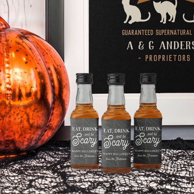 Étiquettes Pour Bouteilles De Liqueur Mangez, buvez et soyez effrayant Fête d'Halloween  (Créateur téléchargé)