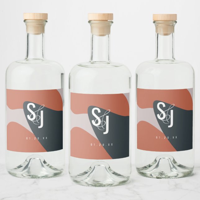 Étiquettes Pour Bouteilles De Liqueur Mariage Bleu en terre cuite bio (Bouteilles)