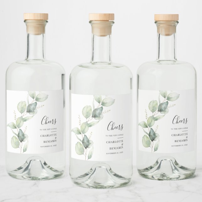 Étiquettes Pour Bouteilles De Liqueur Mariage botanique d'Eucalyptus (Bouteilles)
