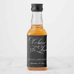 Étiquettes Pour Bouteilles De Liqueur Mariage Classique Ivory Noir Calligraphie Félicita