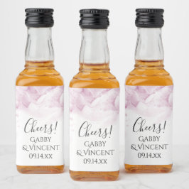 Étiquettes Pour Bouteilles De Liqueur Mariage d'aquarelle rose pâle