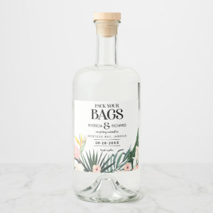 Étiquettes Pour Bouteilles De Liqueur Mariage de Destination Tropicale à la Plage Enregi