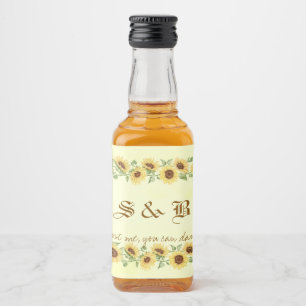 Étiquettes Pour Bouteilles De Liqueur Mariage drôle jaune rustique tournesol
