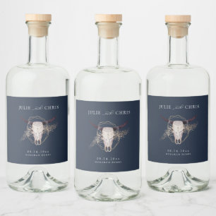 Étiquettes Pour Bouteilles De Liqueur Mariage du crâne Boho Chic Steer