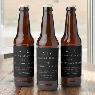 Étiquettes Pour Bouteilles De Liqueur Mariage élégant minimaliste moderne