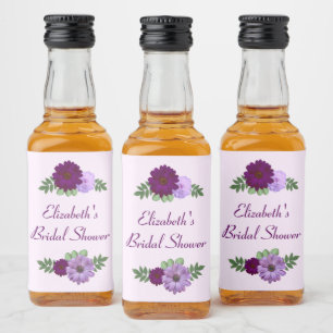 Étiquettes Pour Bouteilles De Liqueur Mariage Fleur de Pivoine Pourpre