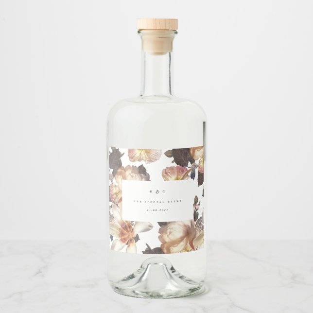 Étiquettes Pour Bouteilles De Liqueur Mariage floral moderne romantique (Devant)