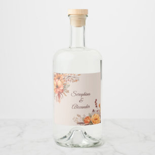 Étiquettes Pour Bouteilles De Liqueur Mariage Floral Rustique Aquarelle d'Automne