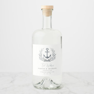 Étiquettes Pour Bouteilles De Liqueur mariage personnalisé Ancre côtière