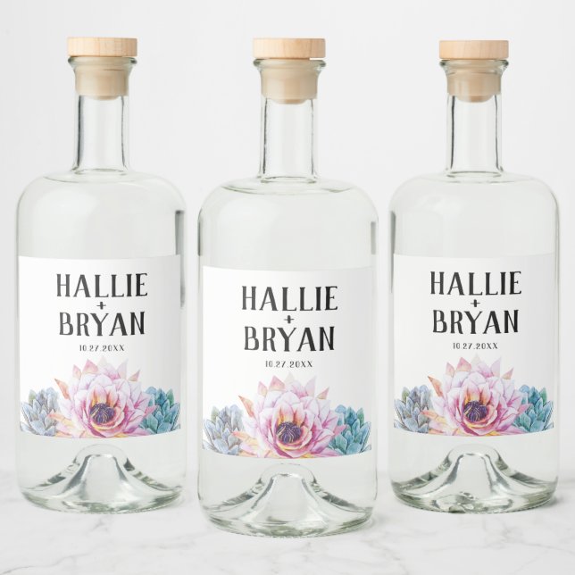 Étiquettes Pour Bouteilles De Liqueur Mariage Succulent (Bouteilles)