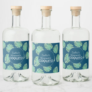Étiquettes Pour Bouteilles De Liqueur Marque de Recette de Coquito Faite Maison Monstera