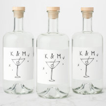 Martini Whimsical Rétro Main Tirée Initiales Perso