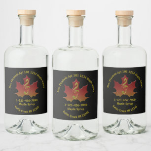 Étiquettes Pour Bouteilles De Liqueur Meilleur sirop d'érable Feuille rouge en automne H
