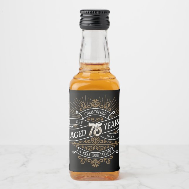 Étiquettes Pour Bouteilles De Liqueur Mens Funny Whiskey 75e anniversaire (Devant)