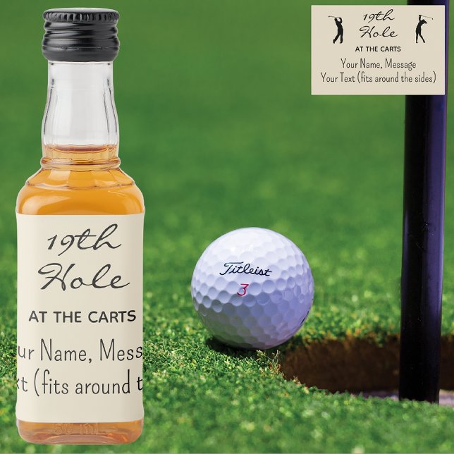 Étiquettes Pour Bouteilles De Liqueur Mini bouteille personnalisée 19th Hole Golf (10) M (Créateur téléchargé)