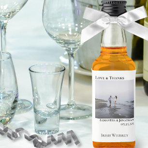 Étiquettes Pour Bouteilles De Liqueur Mini minimaliste photo Mariage blanc amour et merc