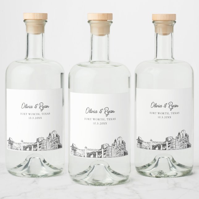 Étiquettes Pour Bouteilles De Liqueur Minimaliste Fort Worth Mariage personnalisé (Bouteilles)