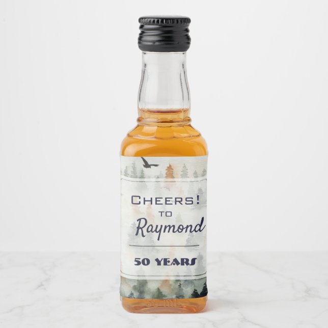 Étiquettes Pour Bouteilles De Liqueur Misty Forest Anniversaire Mini (Devant)