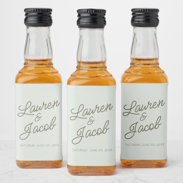 Étiquettes Pour Bouteilles De Liqueur Modern Minimal Minimalist Green Wedding Mini (Bouteilles)