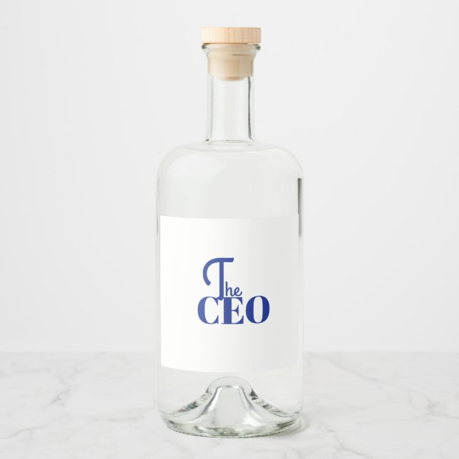 Étiquettes Pour Bouteilles De Liqueur Modern Minimal The CEO Blue (Devant)