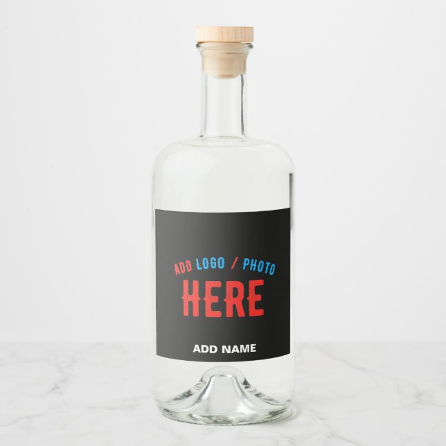 ÉTIQUETTES POUR BOUTEILLES DE LIQUEUR MODERNE ET MODERNE PERSONNALISABLE NOIR VÉRIFIÉ (Devant)