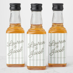 Étiquettes Pour Bouteilles De Liqueur Moderne Minimaliste Bandes Vertes Mariage Mini