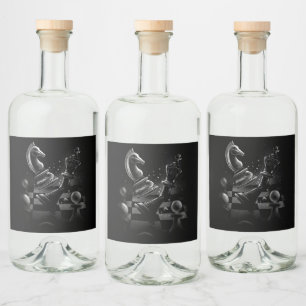 Étiquettes Pour Bouteilles De Liqueur Monochrom d'échecs dramatique