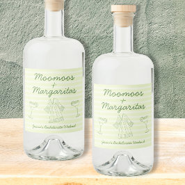 Étiquettes Pour Bouteilles De Liqueur Moo Moos & Margaritas Bachelorette manuscrite