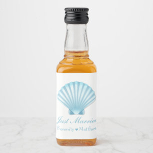 Étiquettes Pour Bouteilles De Liqueur Nautical Blue Shell Beach vient de se marier Maria