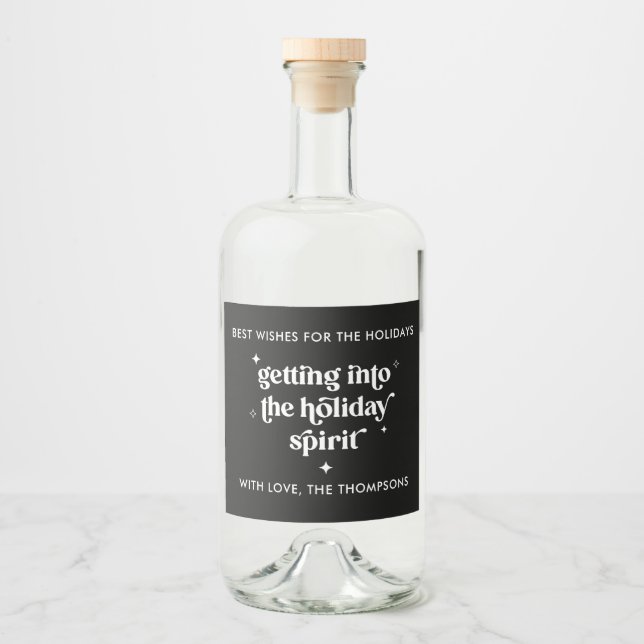 Étiquettes Pour Bouteilles De Liqueur Noël de l'esprit de vacances (Devant)