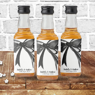 Étiquettes Pour Bouteilles De Liqueur Noir et blanc Moderne Huge Cute Bow Wedding Favori
