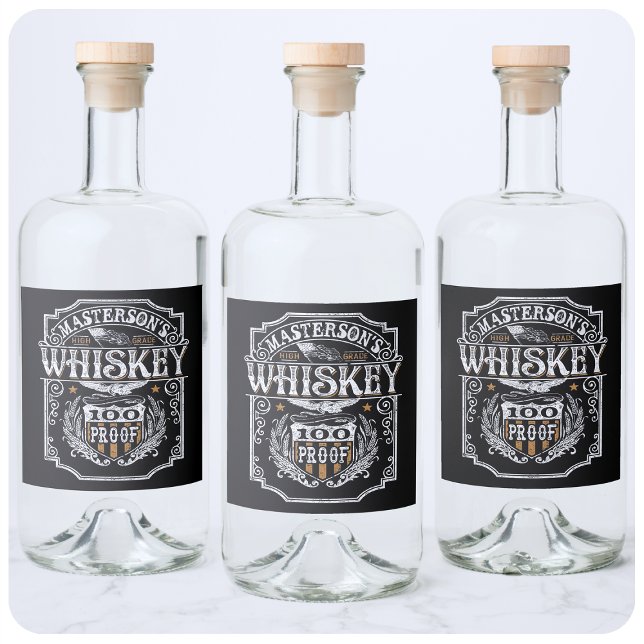 Étiquettes Pour Bouteilles De Liqueur NOM personnalisé Old West Whiskey Brewery Bar (Créateur téléchargé)